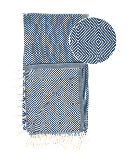 CRYSTAL Beach Towel, Turkish Hammam Towel, Spa & Sauna Towel - Blue