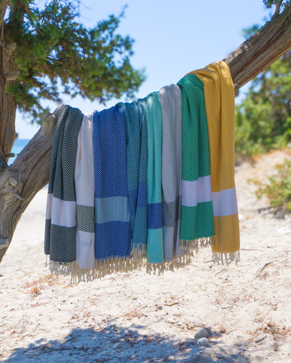 ZAYA Hammam Towel, Beach Towel, Pestemal - Green / Blue