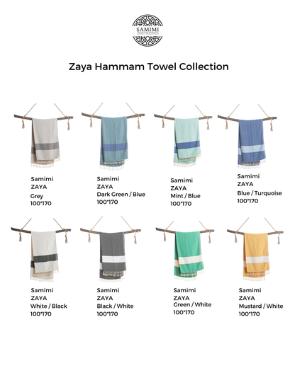 ZAYA Hammam Towel, Beach Towel, Pestemal - Green / Blue