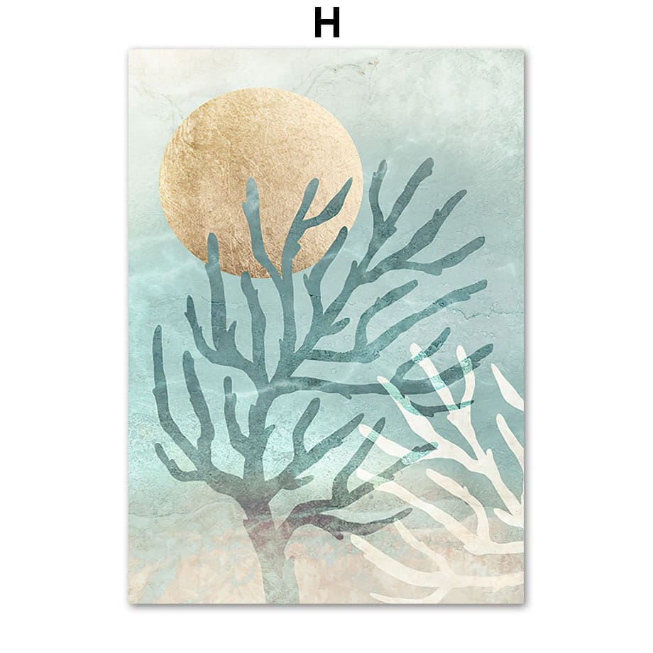 Poster Strand Wellen Zuhause Gold I Wandbilder Wohnzimmer & Schlafzimmer I  Deko Print Bilder I ohne Rahmen