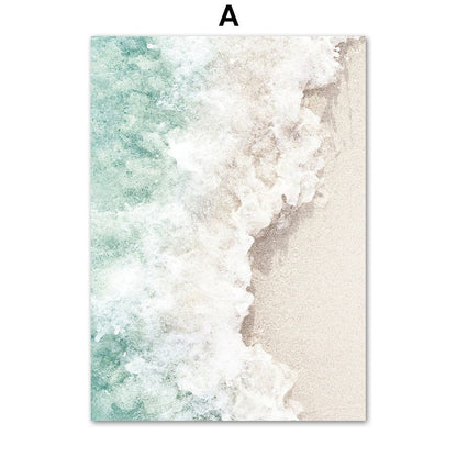 Poster Strand Wellen Zuhause Gold I Wandbilder Wohnzimmer & Schlafzimmer I  Deko Print Bilder I ohne Rahmen